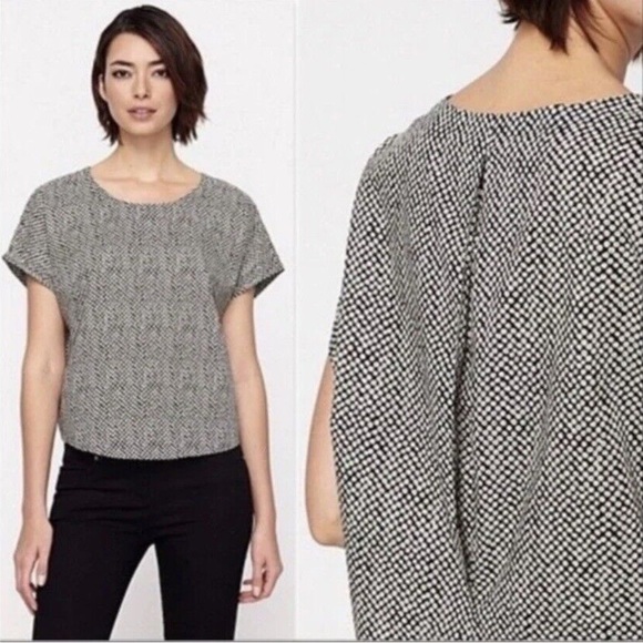 Eileen Fisher Bandhini Print Black White Boxy Top sz S - Picture 1 of 10